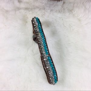AEO Teal Rhinestone & Glass Bead Bracelet